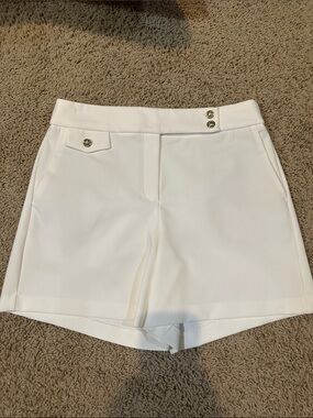 Rachel Zoe High-Waist White Shorts with Gold Buttons